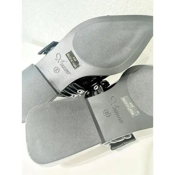 Women Chic Pointed Toe Flat Shoes Double Buckle Slingback Street Walking Size 8 - Picture 5 of 9